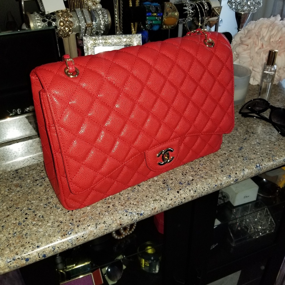 Quilted mixed with PU leather bag